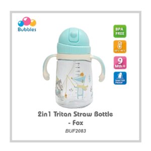 bubbles 2 in 1 tritan straw bottle – fox
